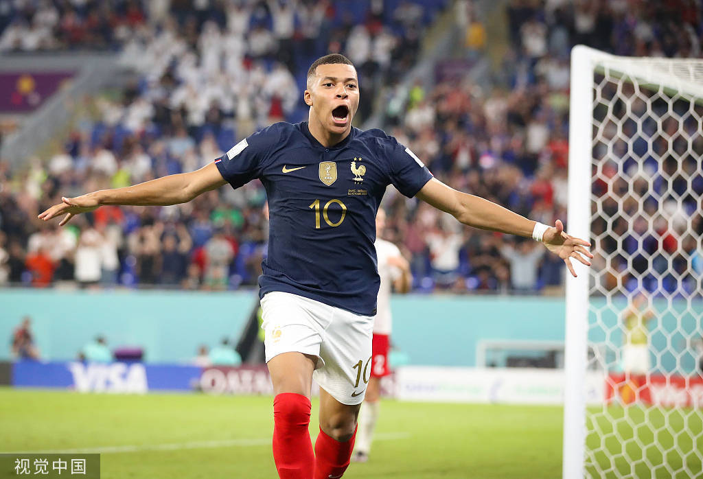 世界杯-姆巴佩梅开二度格子送助攻 法国2-1丹麦