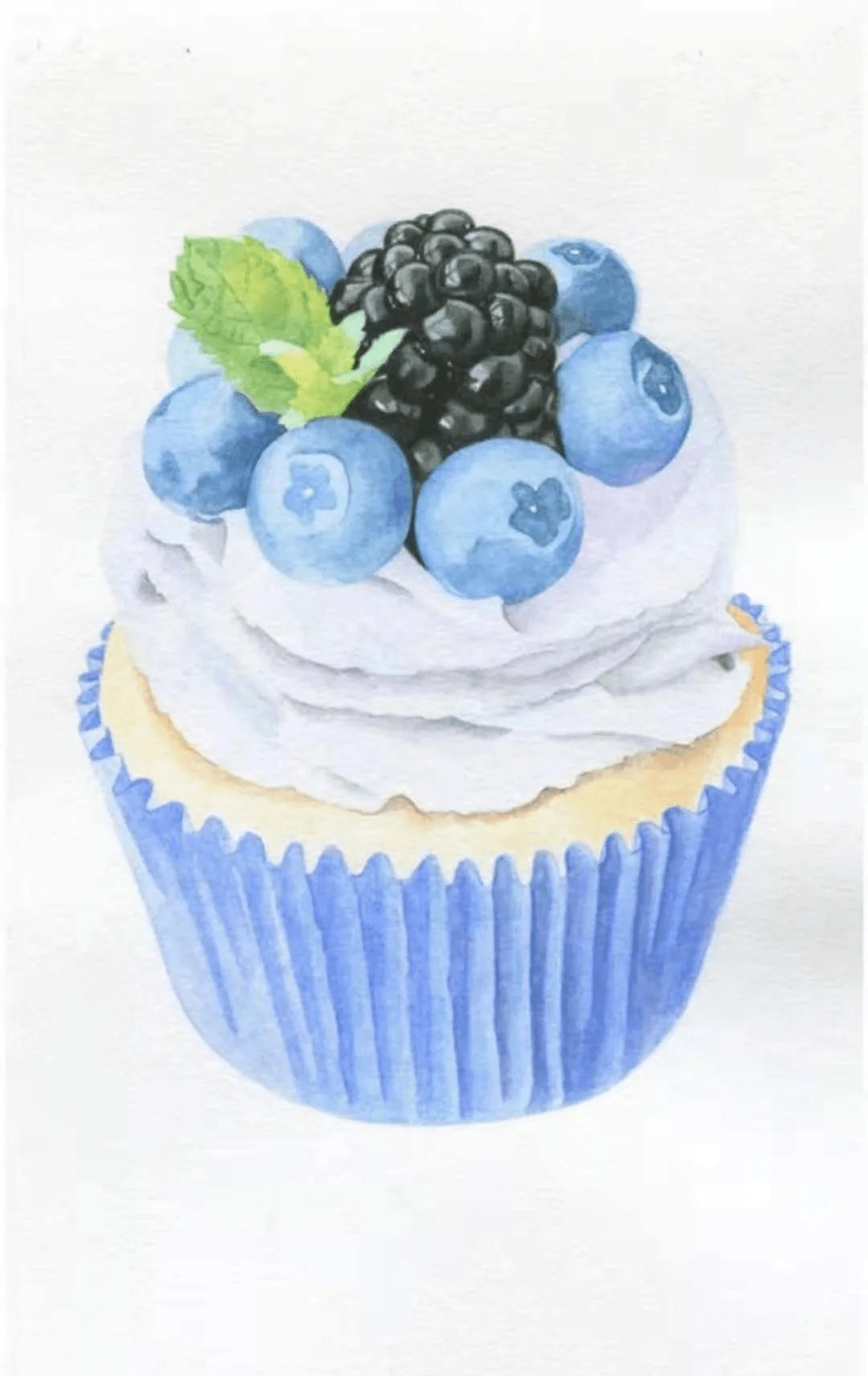 彩铅入门临摹 | 酸酸甜甜的蓝莓冰淇淋,冰淇淋彩铅画教程_step_部分