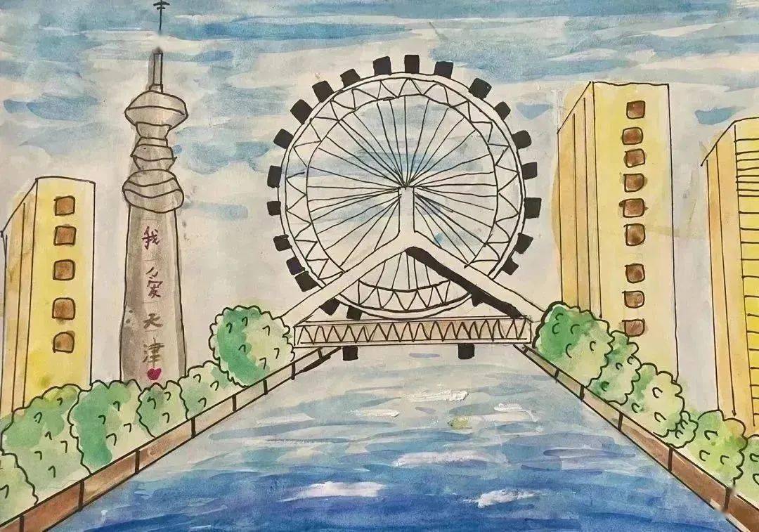 美丽天津儿童画海河图片