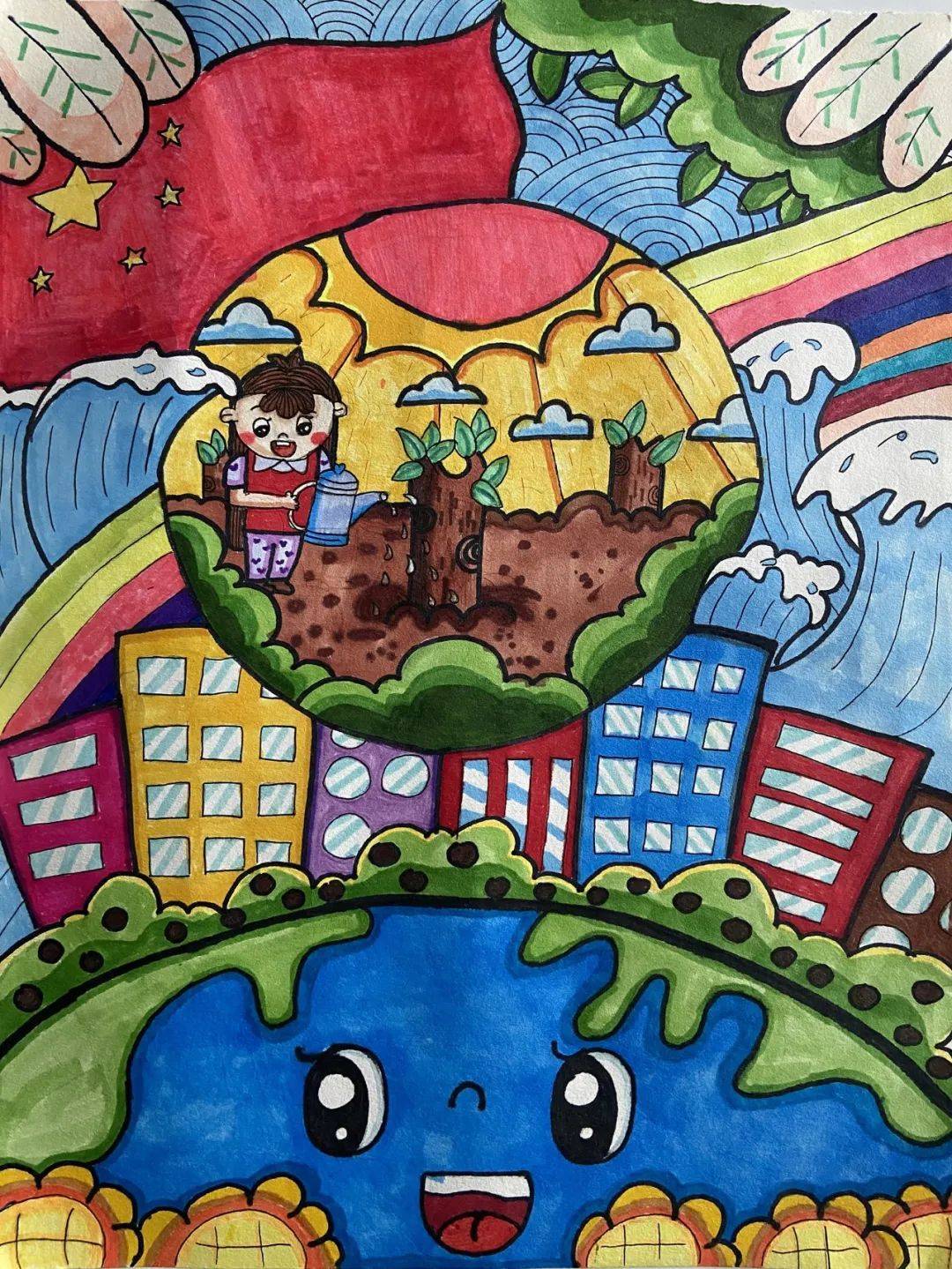 世界地球日儿童画公益大赛结果出炉_保护_中国_作品