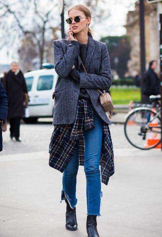 格纹衬衫不好驾驭"土感"满满,冬季用它做内搭,反而穿出高级感