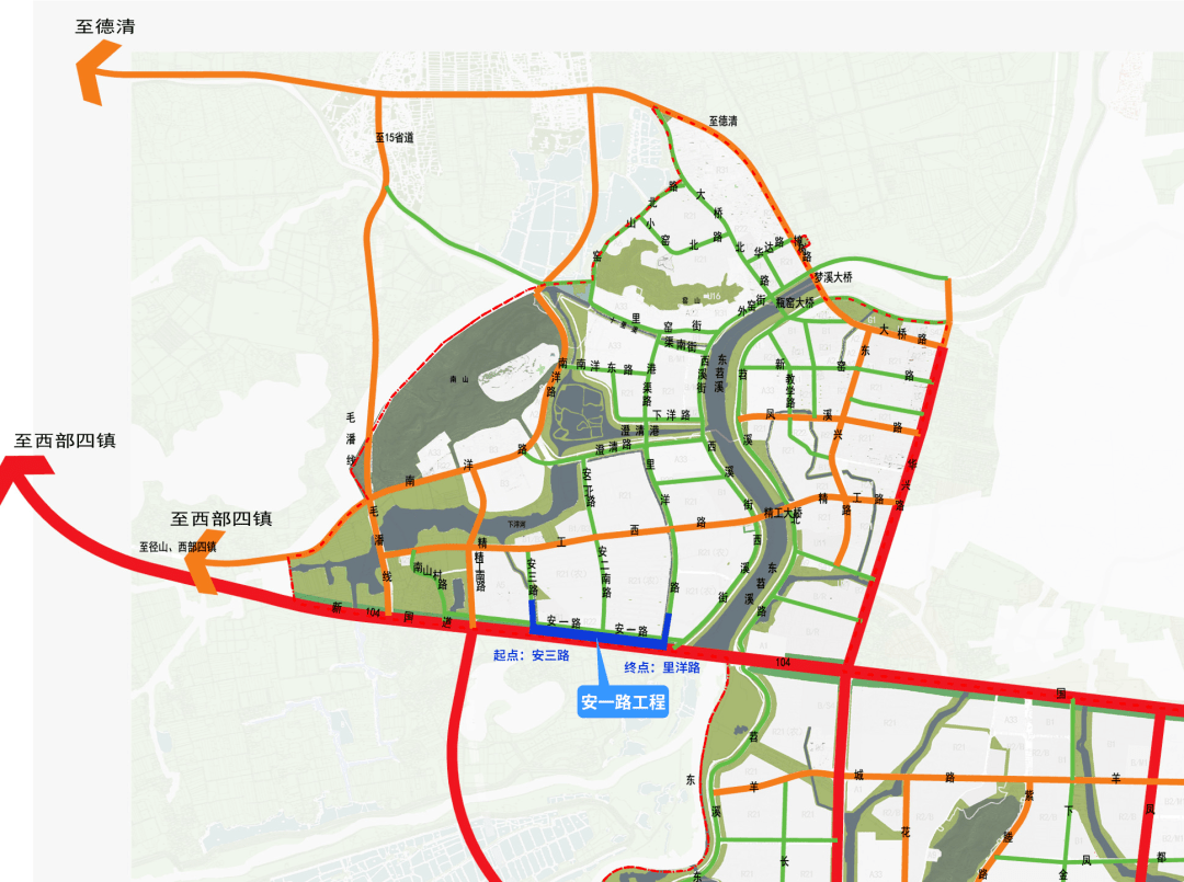 配套道路(安一路)工程良渚申遗南山区块凤都路是瓶窑镇"四横三纵 十字