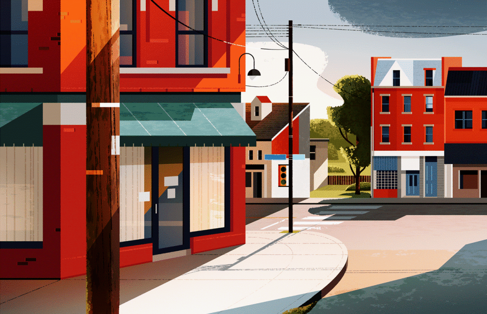 舒适的构图,简单的色块插画_maciek_bla_niak