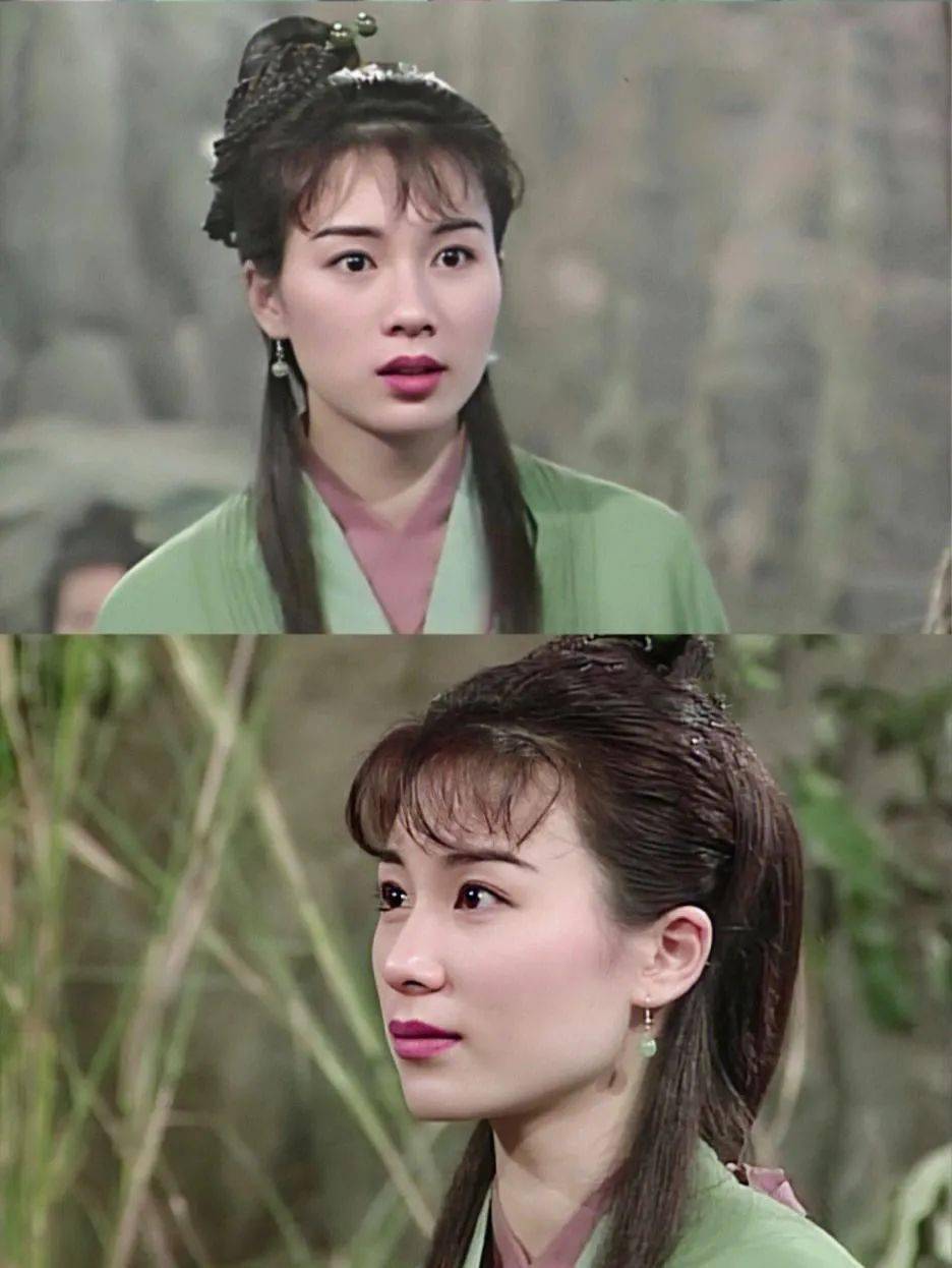 1995年,张可颐在《神雕侠侣》中扮演程英,一袭绿衣,温柔美丽,形神兼备