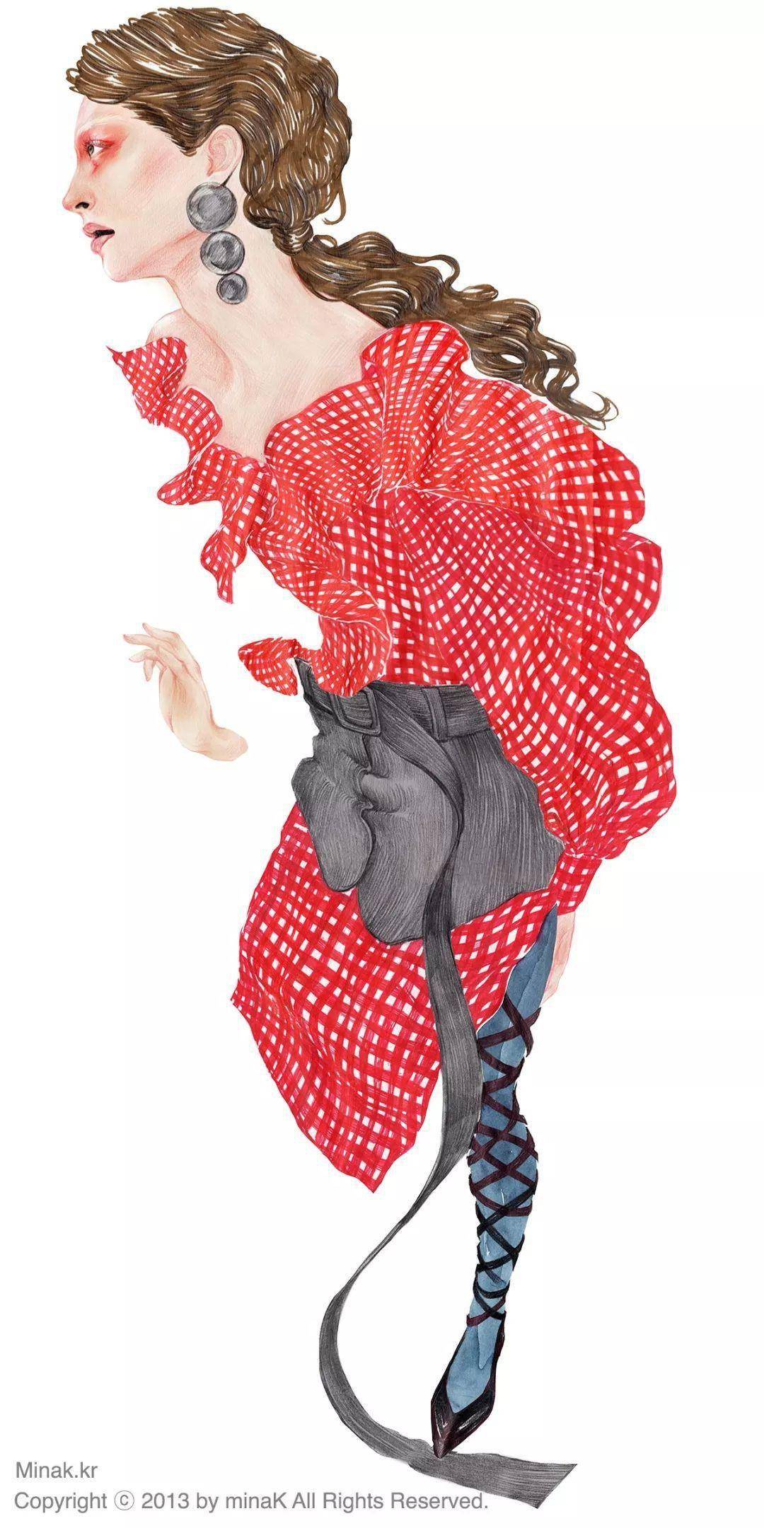 时装画创意探索 | 细腻纹理的极致渲染——韩国插画师mina kim!