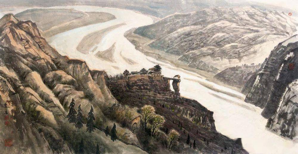 樊林的山水画,浑厚壮美,行气如虹_黄河_作品_美术