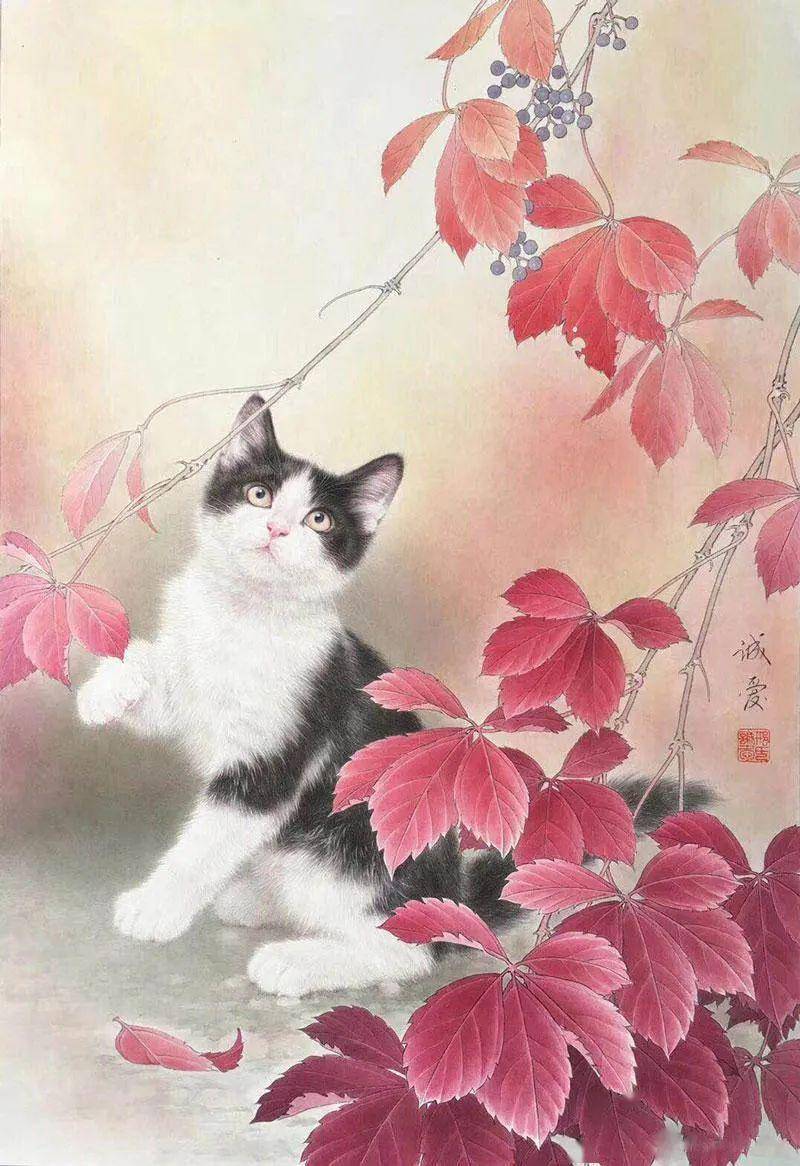 清净惬意 温馨祥和|邢诚爱的工笔猫_生活_创作_技法