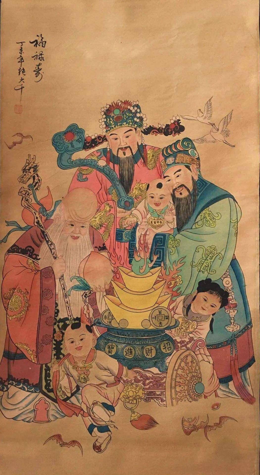 國畫福祿壽三星,好運伴你一整年!_民間_壽星_象徵