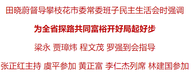 田晓蔚督导攀枝花市委常委班子民主生活会时强调:67为全省探路共同