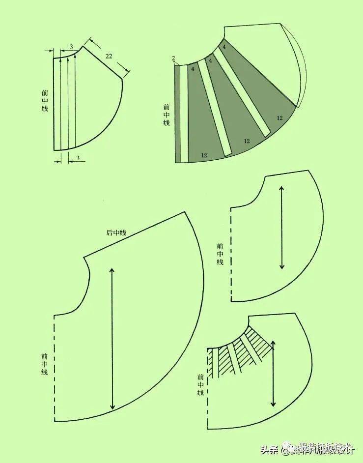 八片喇叭裙结构制图图片