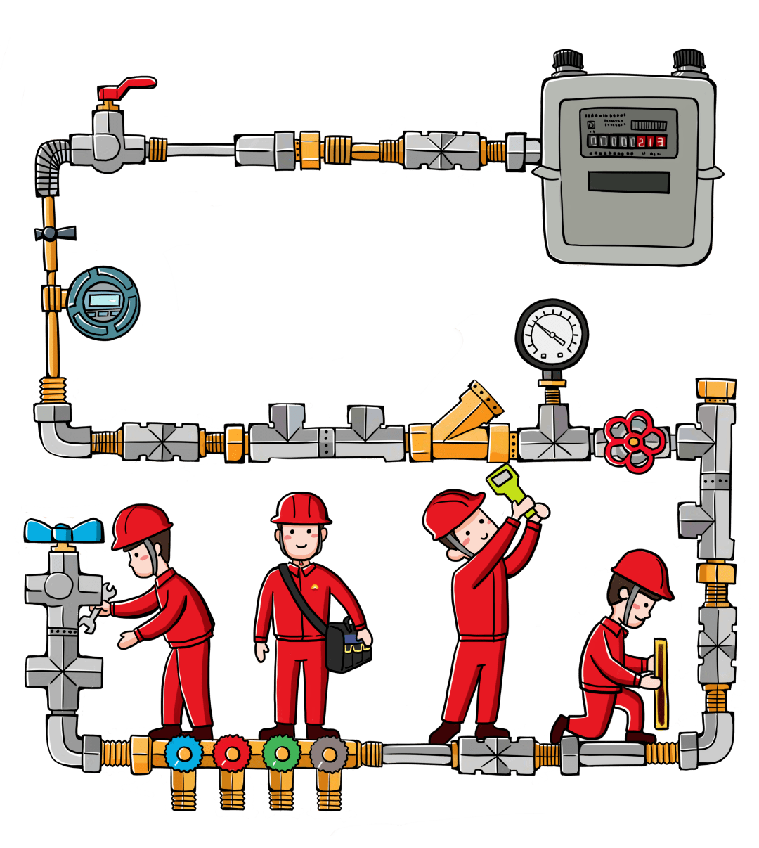 天然气管道卡通图片