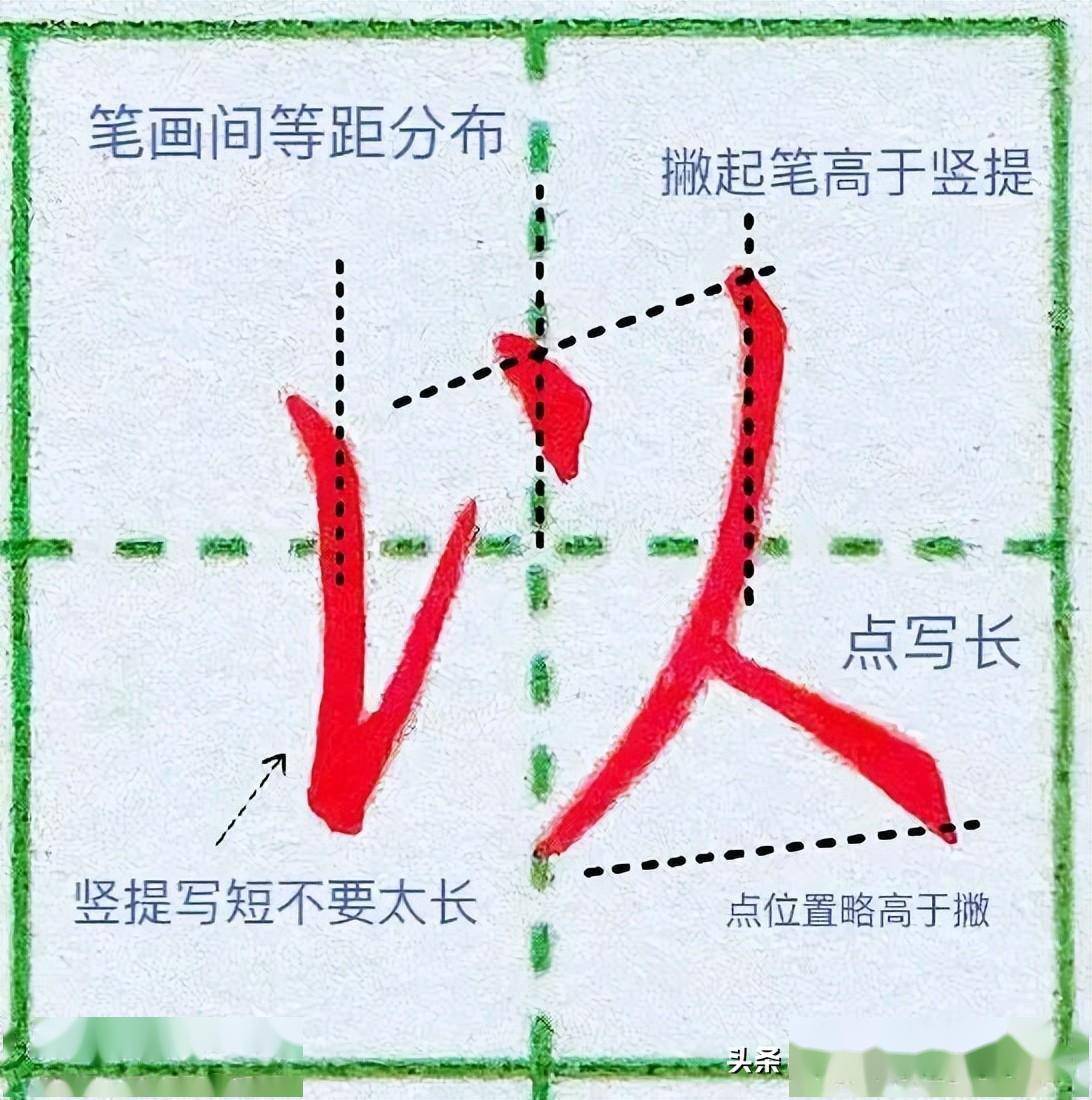 【笔画】楷书基本笔画——撇的正确写法,讲的太好了!_字体_弯度_自然