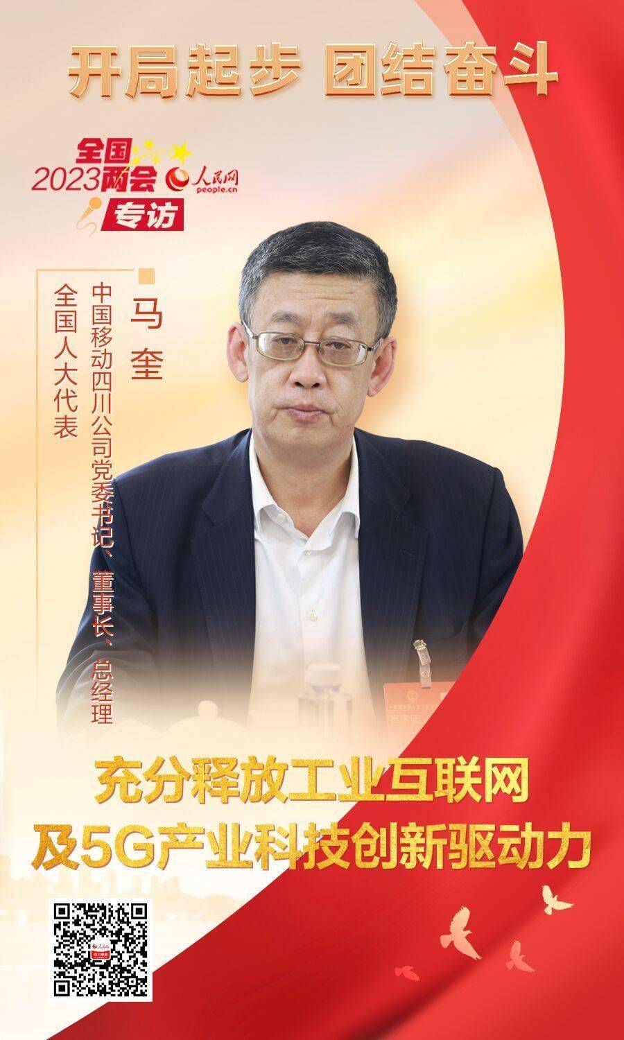 全国人大代表,中国移动四川公司党委书记,董事长,总经理马奎马奎表示