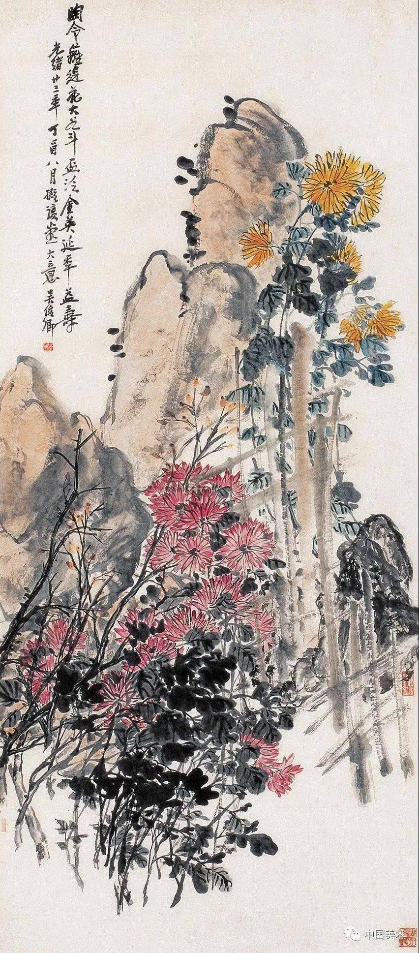 吴昌硕的梅兰竹菊_梅花_兰叶_菊花