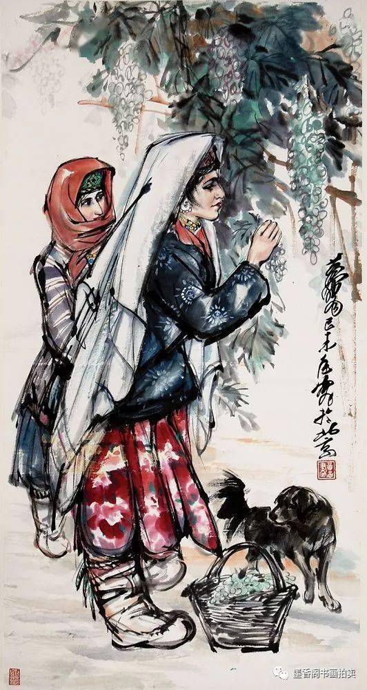 黄冑 ロバ図 掛軸 書簡付 肉筆 中国書画 水墨画 画芯98×49cm