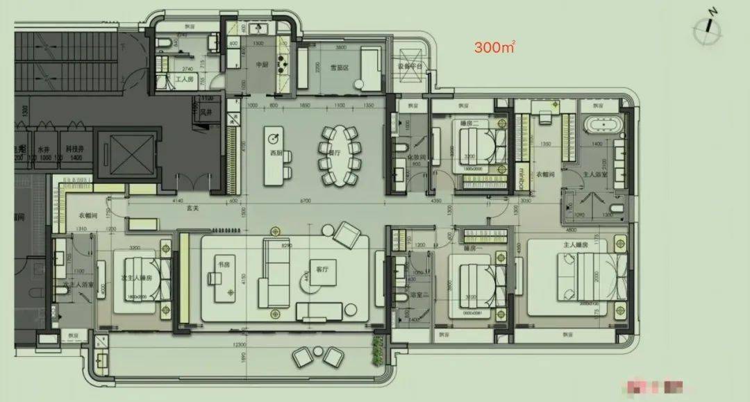 據悉,項目規劃打造戶型建面約300-628㎡瞰江大平層,兩梯兩戶設計,層高