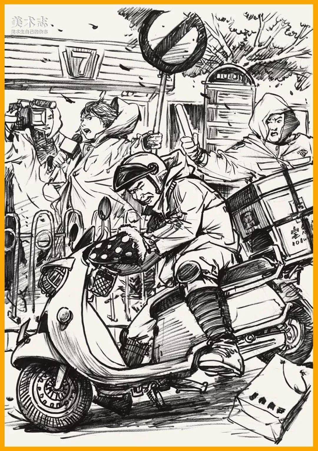 来看看央美清华的历年命题创作速写高分卷!都是高手!_画面_人物_生活