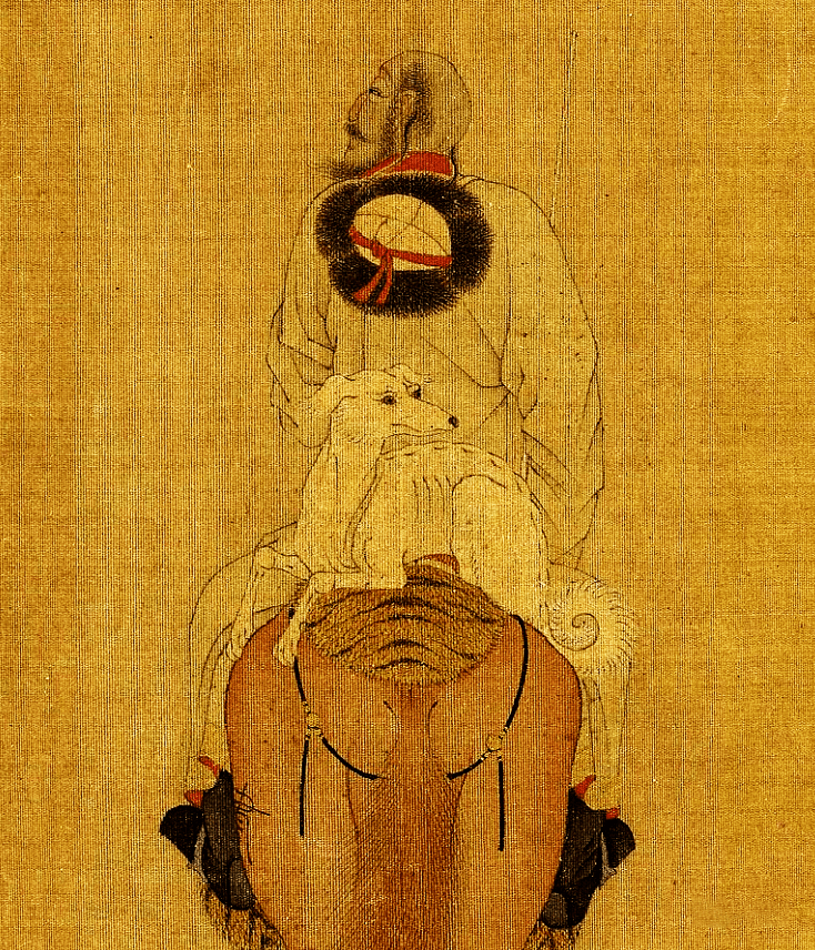 王蒙 《楚将军出猎图卷》局部清朝宫廷画师郎世宁为康熙的爱犬所画的