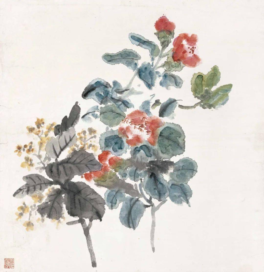 潘天寿：黄宾虹的花鸟，有水流花放之妙_cm_浙江省博物馆_花卉