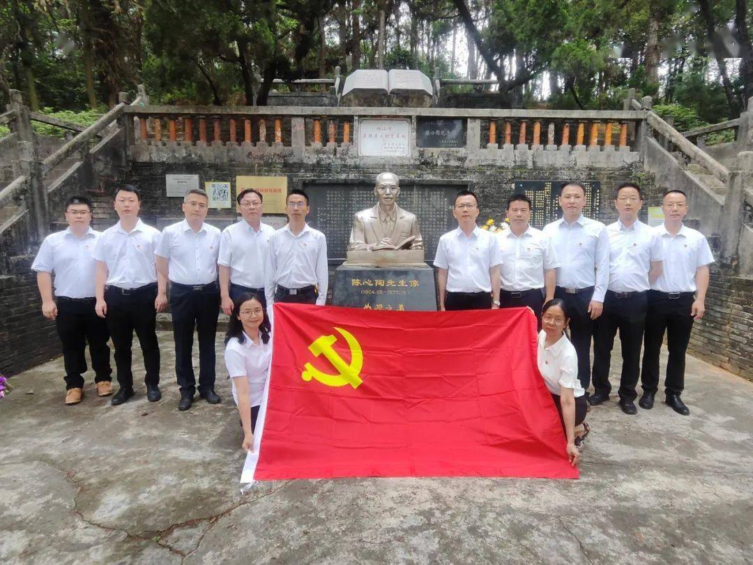 传承红色基因|南山镇开展陈心陶纪念地清明祭奠活动_班子_全体_人民