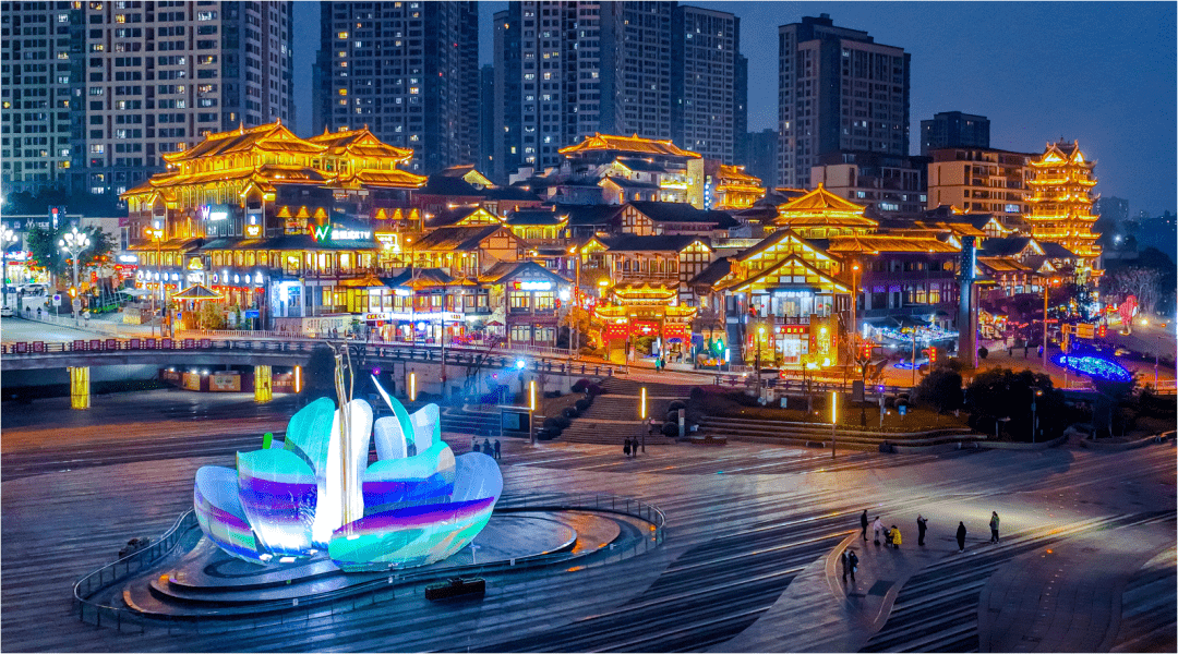 夜市千燈照碧雲,成都乘船夜遊錦江重慶萬州天生城文旅街區感受火熱夜