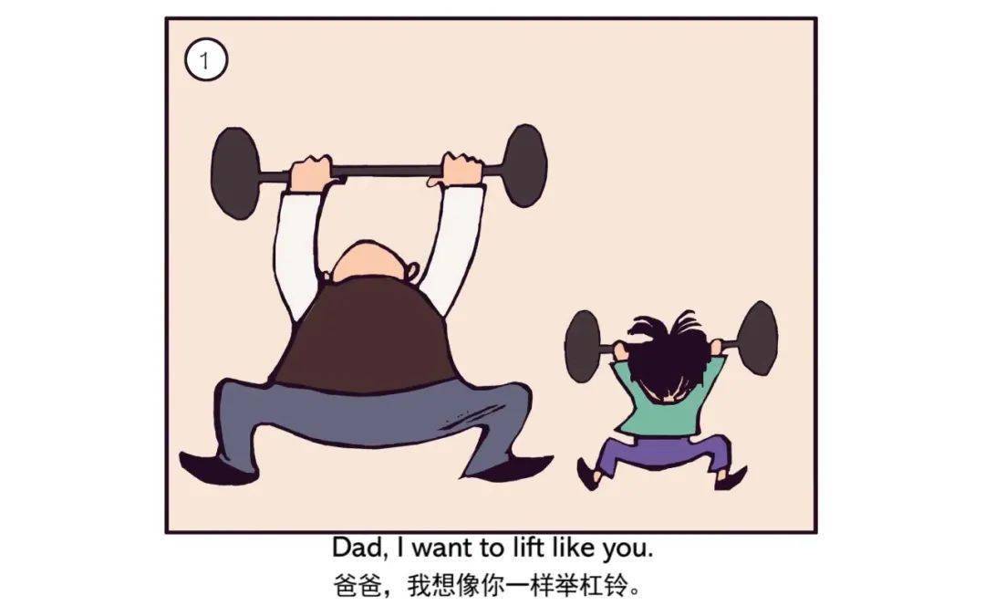 父与子英语动画《10 training with dad 和爸爸一起训练》双语字幕
