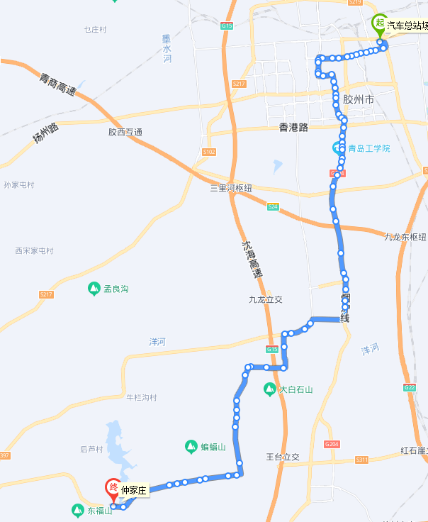 胶州305路公交车路线图图片