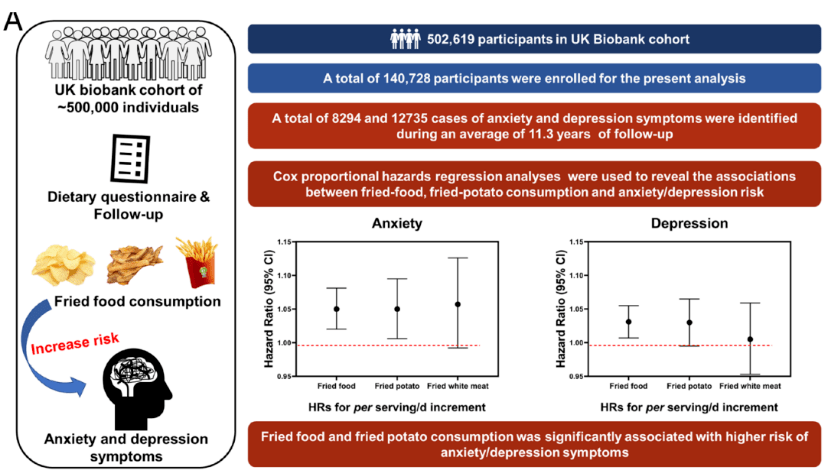 PNAS：14万人数据显示，频繁食用油炸食品，焦虑和抑郁风险分别增加 12% 和 7%！