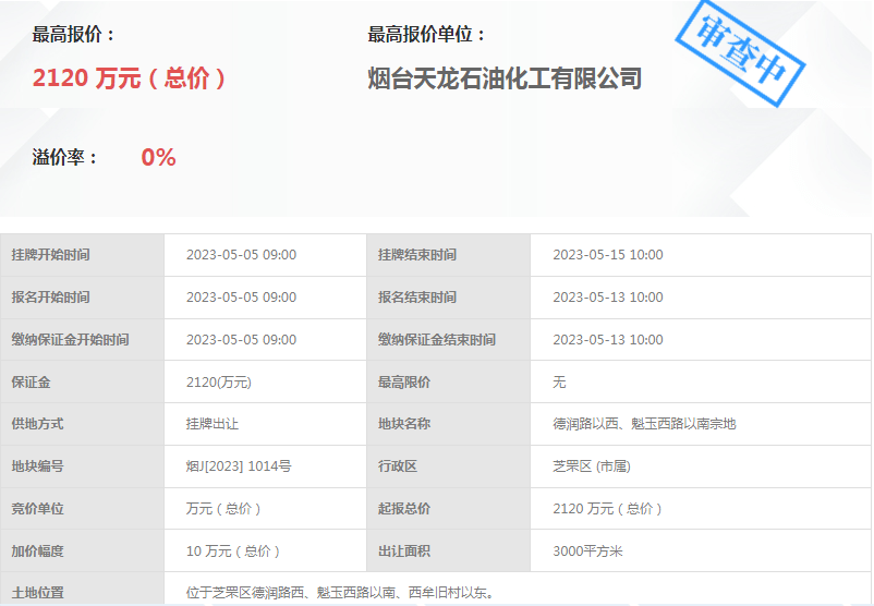 意外！芝罘区两地块土拍结果出炉，一重要项目地块遗憾流拍！_烟台_宗地_崆峒岛