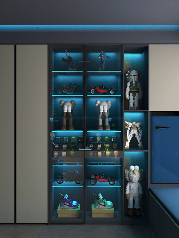 妥妥的至top电竞梦中情房炫酷手办墙,神级游戏装备……rgb氛围感灯