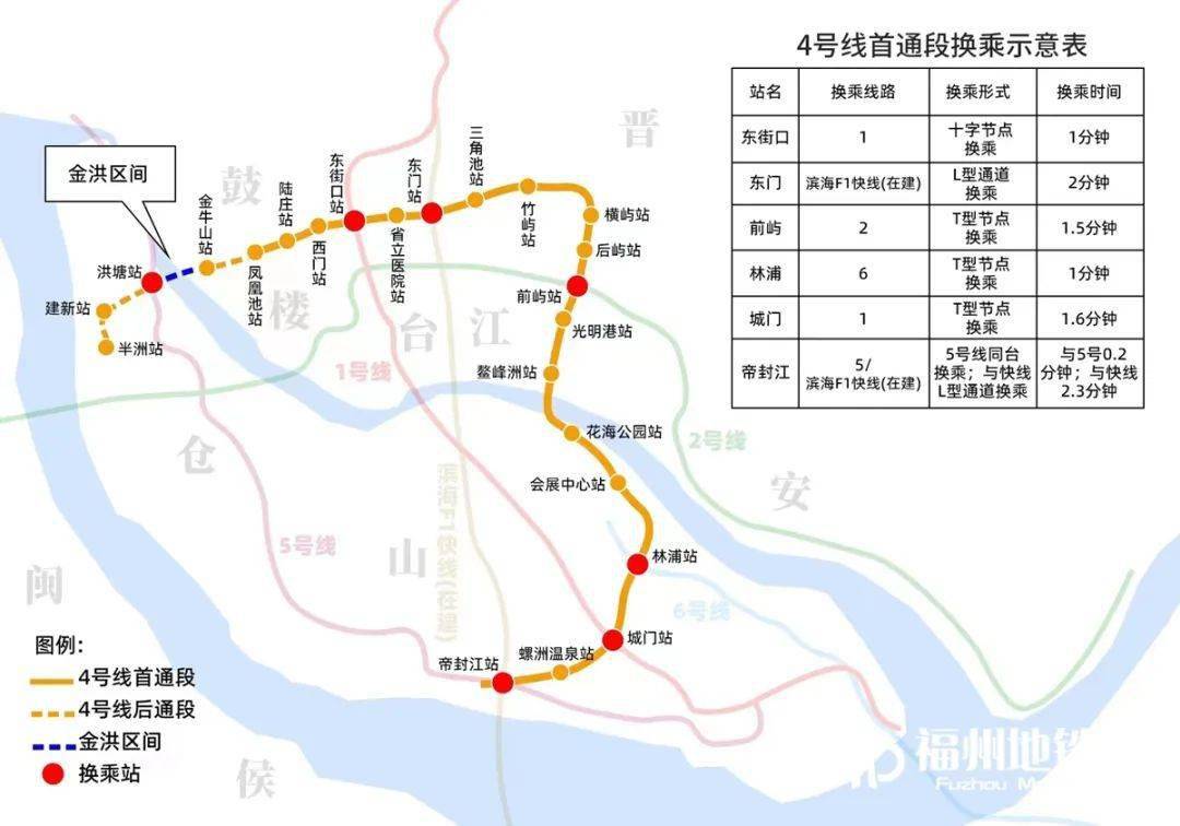 福州地铁4号线采取分段开通方式,今年10月将开通首通段帝封江至凤凰池