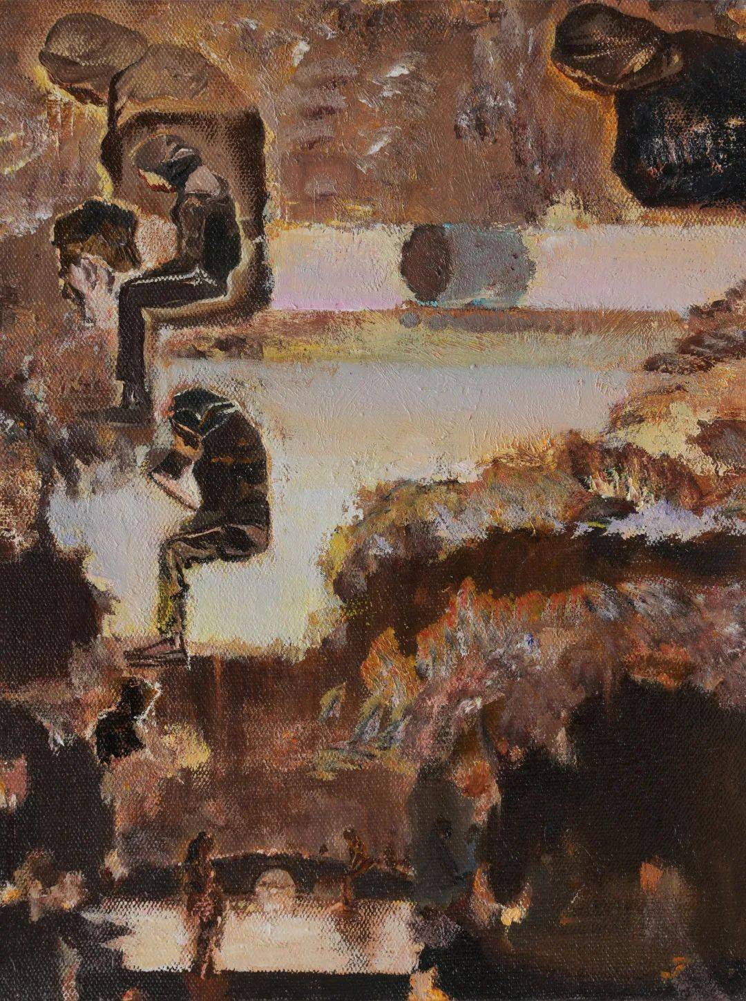 《湖》 布面油画 30x40cm 2023和后现代哲学相似,但又不同,井士剑茏 