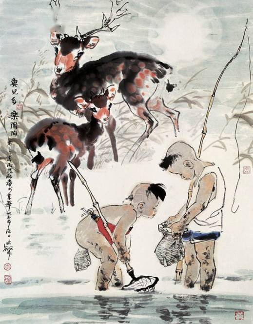 国画《童真童趣图》,好萌!_合作_教程_梅兰芳