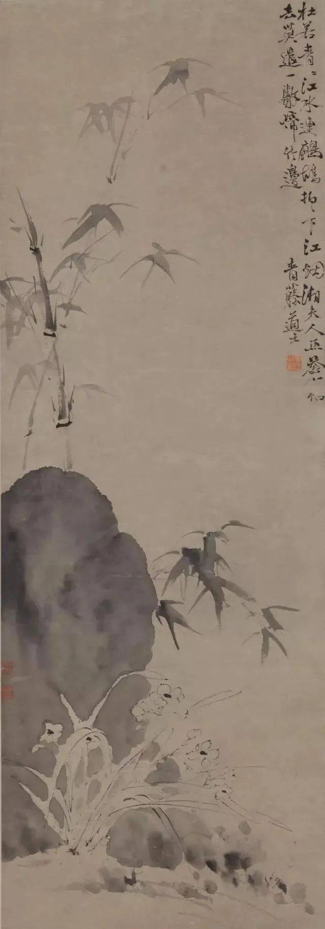 徐渭写竹，狂放不羁，墨气淋漓_水仙_竹子_竹卷