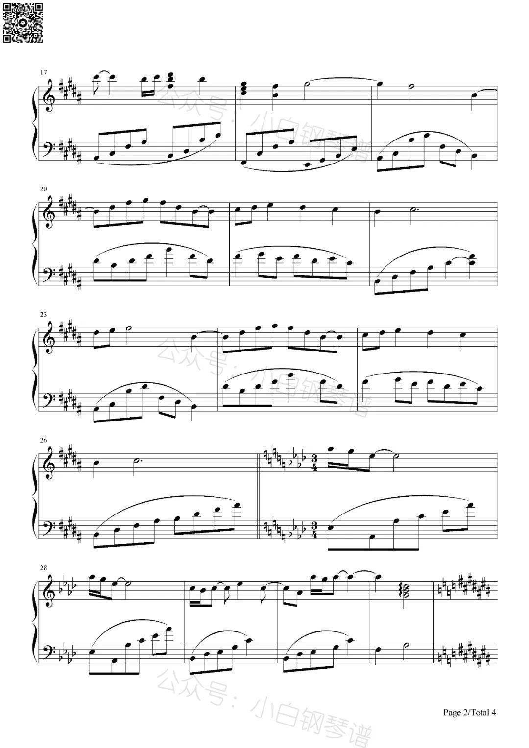 「琴谱|巴巴多斯岛的白沙」-《日光海岸》 - 班得瑞(含简谱)_音频