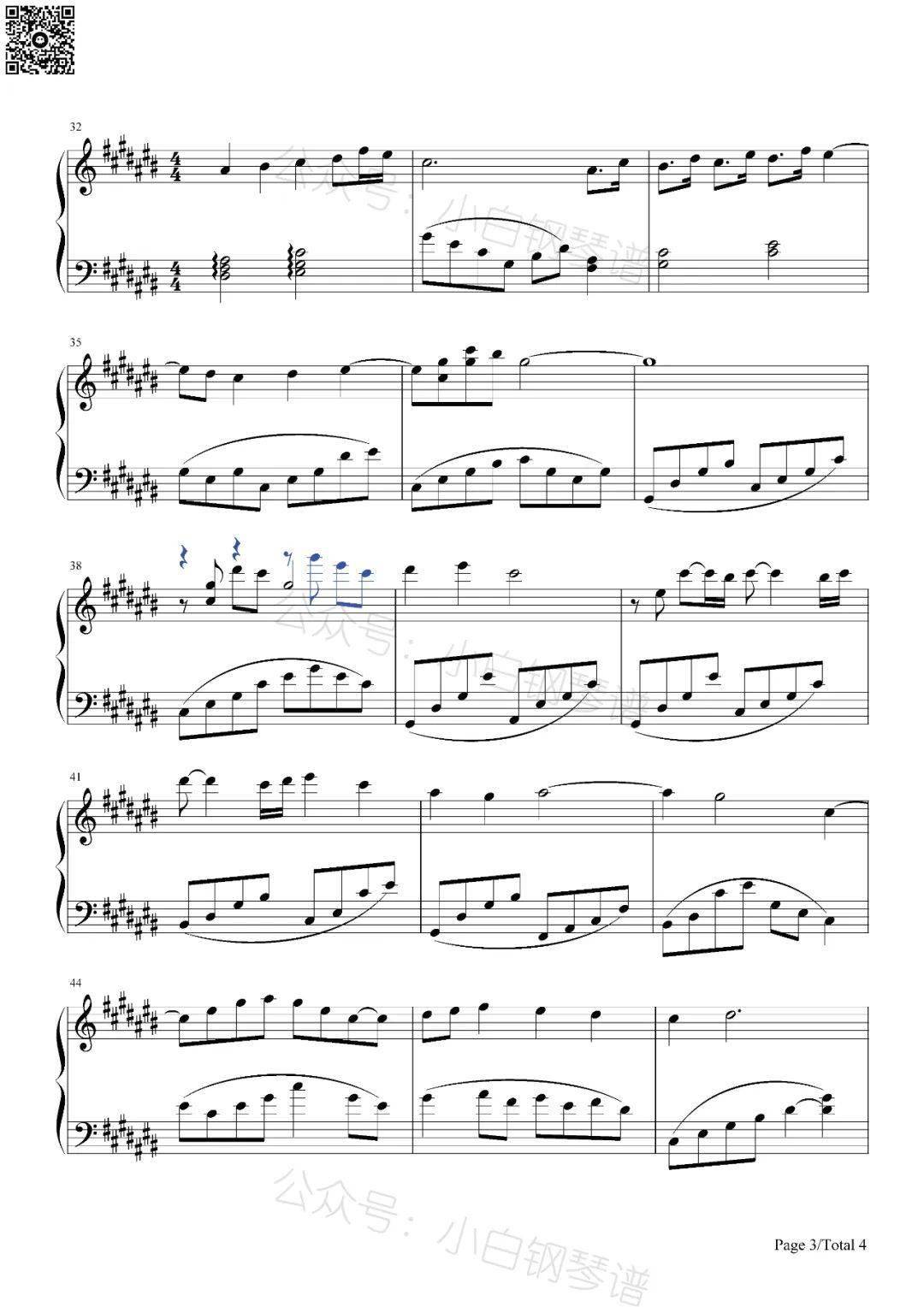 「琴谱|巴巴多斯岛的白沙」-《日光海岸》 - 班得瑞(含简谱)_音频