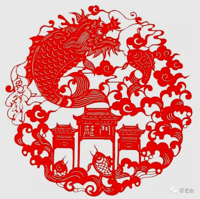 现代 鲤鱼跃龙门剪纸五,蟾宫折桂顾名思义,攀折月宫桂花.