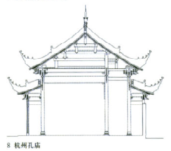 从遗存的明代的梁架可知此地较多使用圆作直梁鹰嘴短柱的构架方式.