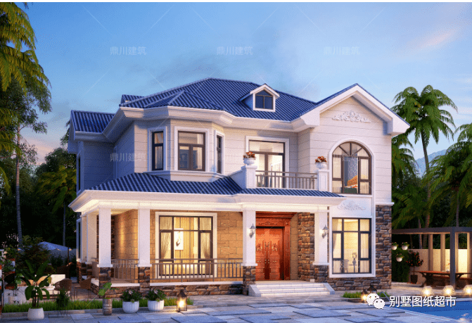 13×11米简欧二层别墅,简约时尚,温馨舒适,农村建房主体33万_设计