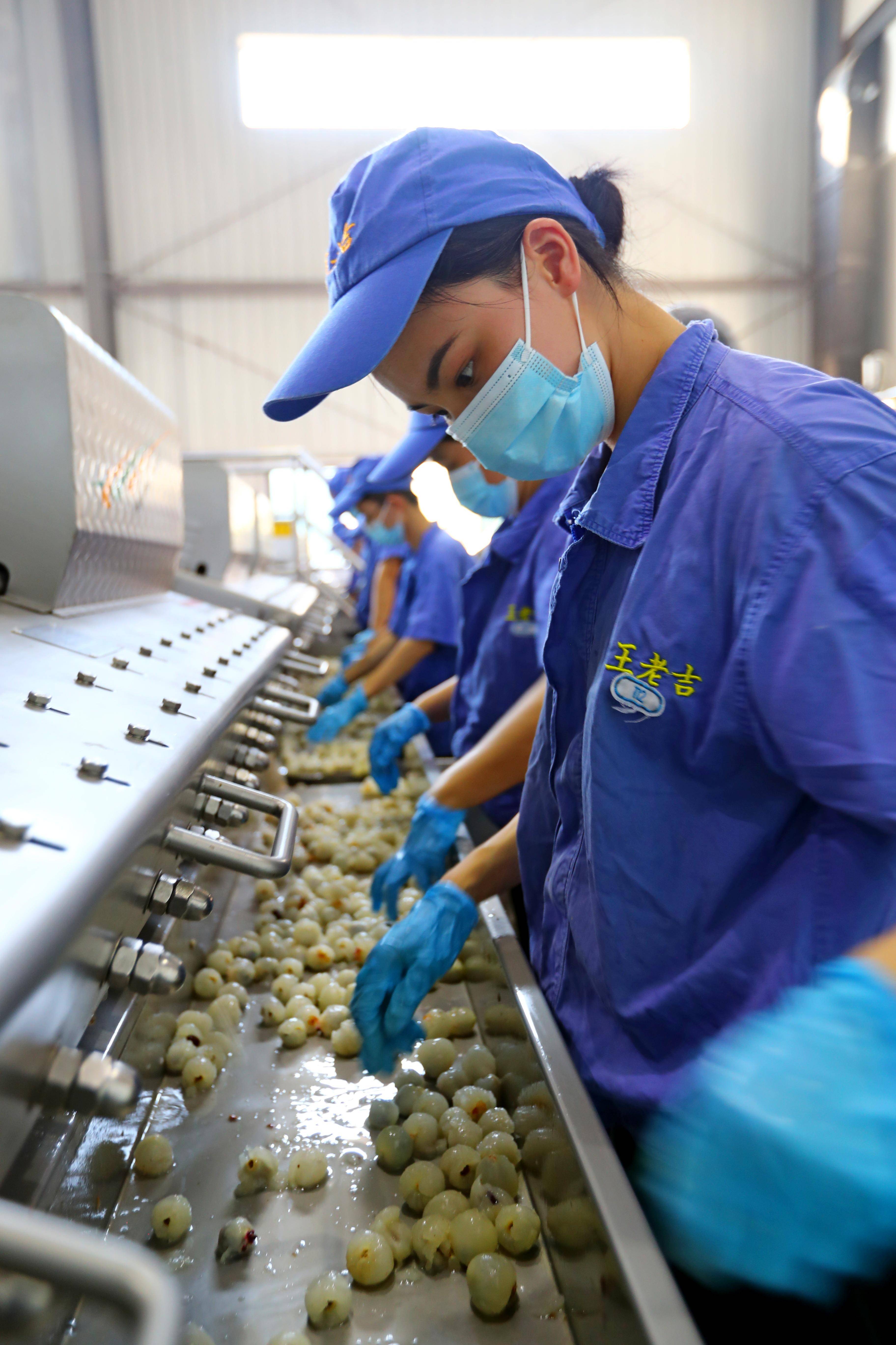 精深加工促进荔枝产业高质量发展_新华社_龚兵_生产线