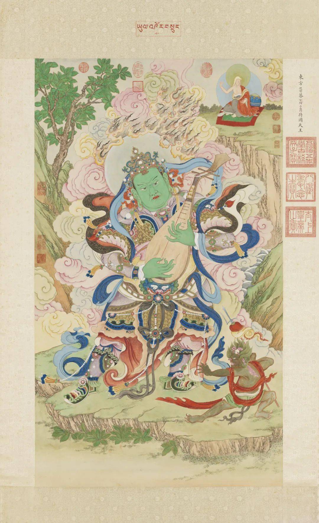 赏析|清代姚文瀚绘东方持国天王像_菩萨_常识_视频