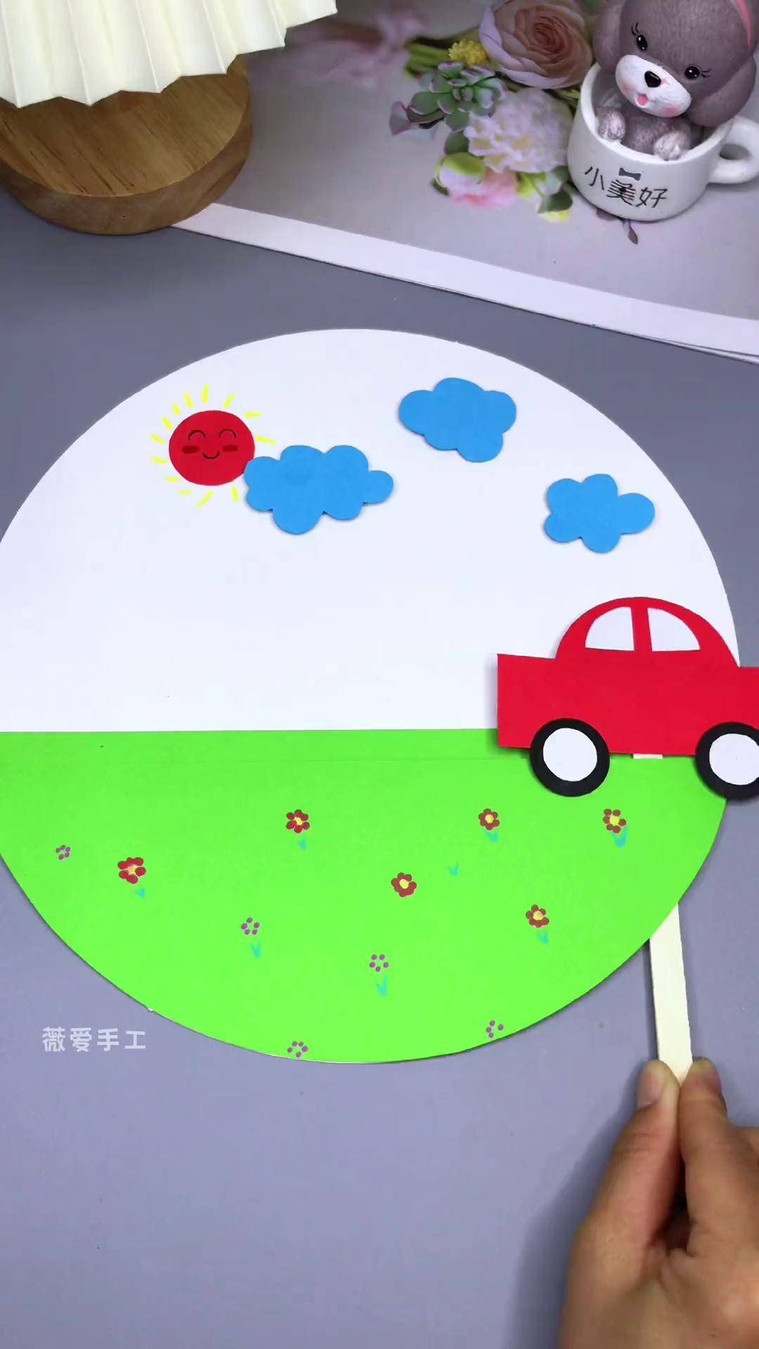 简单几何图形就能拼出会动的小汽车,快来试试吧幼儿园手工 儿童创意