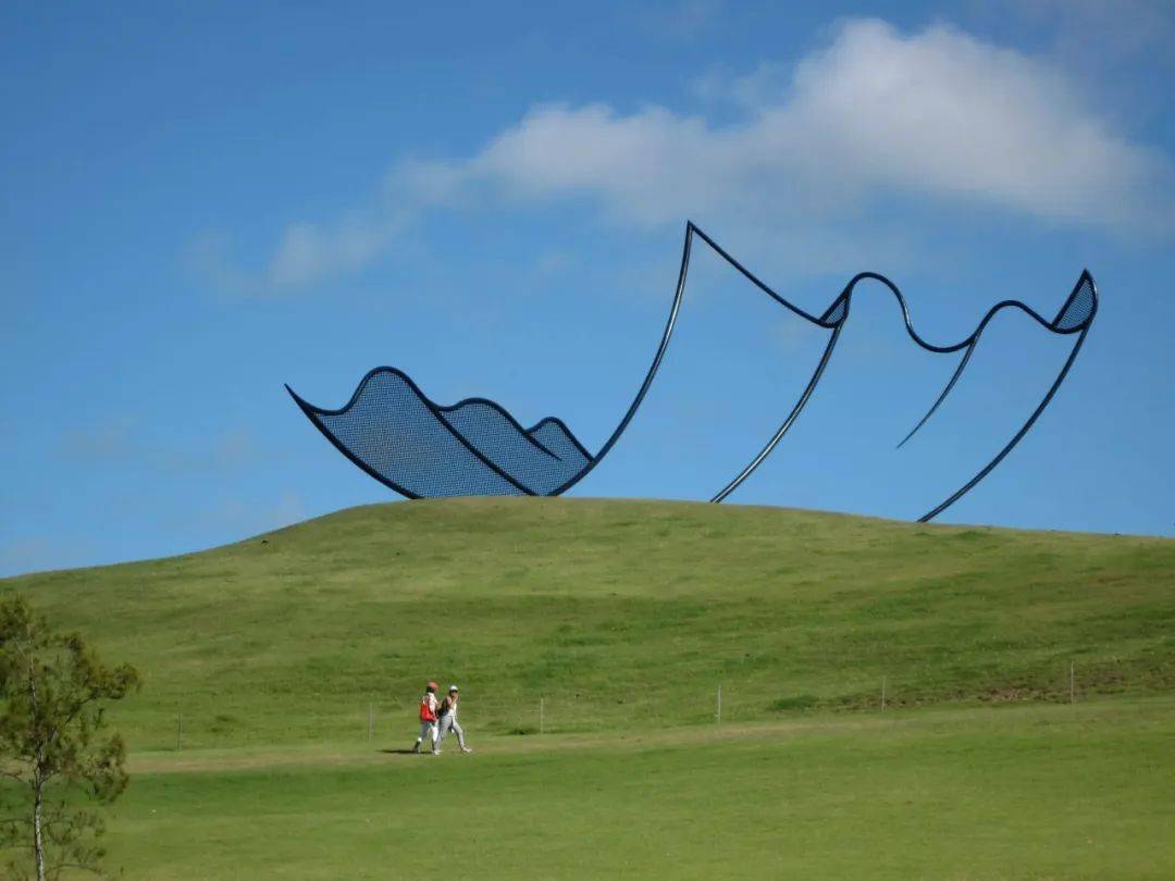 图案,就像是地球online出现了bug…美国莫顿植物园里的"女巨人"雕塑