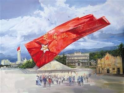 党旗高扬 初心如炬_基层_油画_精神