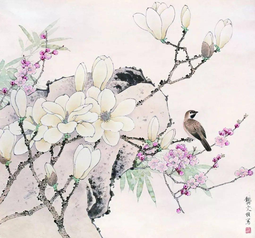 【中华文化】一组龚文桢的工笔花鸟画,清新典雅,太美太赞了_当代_中国