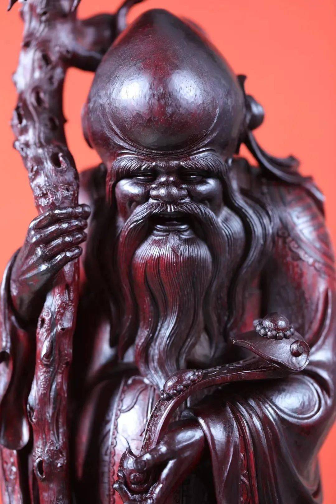 【巨匠严选】印度小叶紫檀·寿星造像_雕塑_文化_龙头