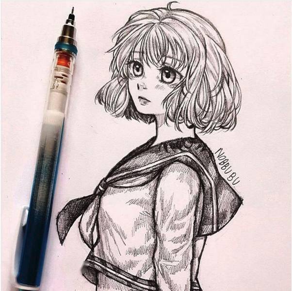 素描动漫手绘满足了我二次元的幻想_线条_头发_人物