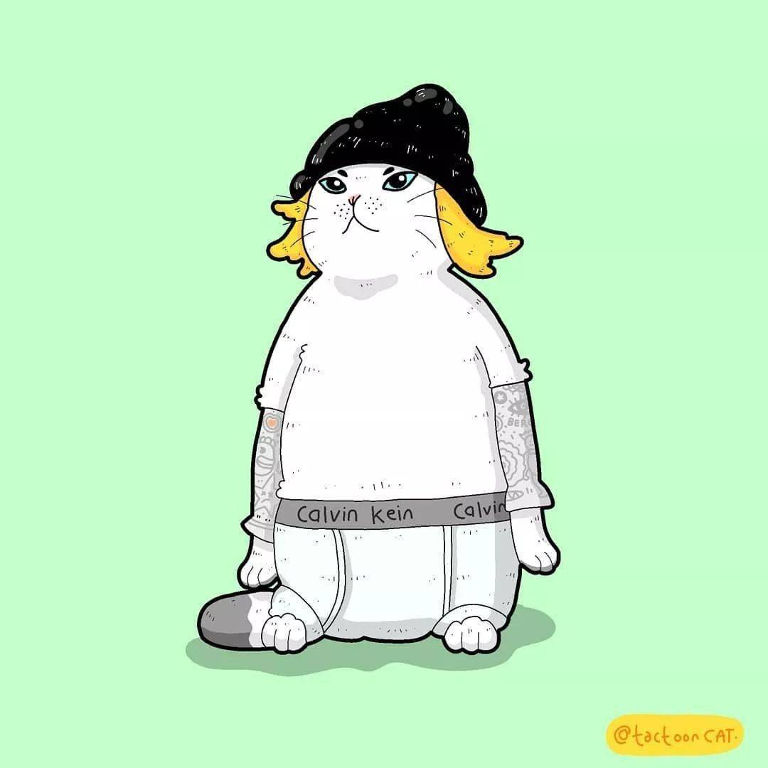 沙雕逗比的猫咪插画,每一张都让你笑到肚子疼!_santoso_rocky_作品