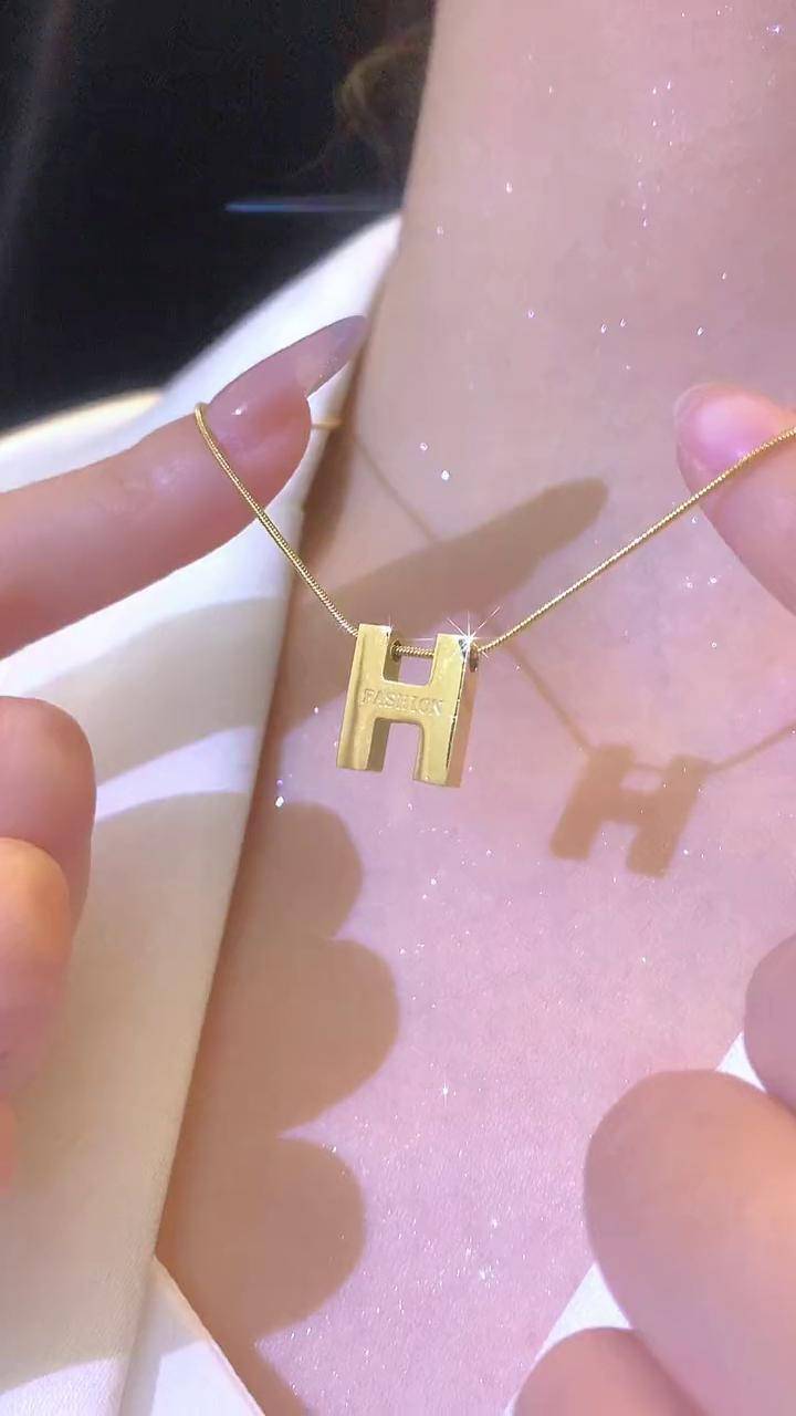 高端轻奢 字母h简单大方时尚款 锁骨链 项链 气质百搭
