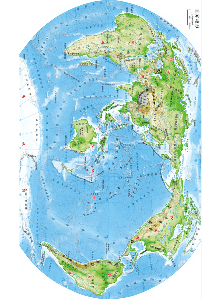 世界地势图放大图片